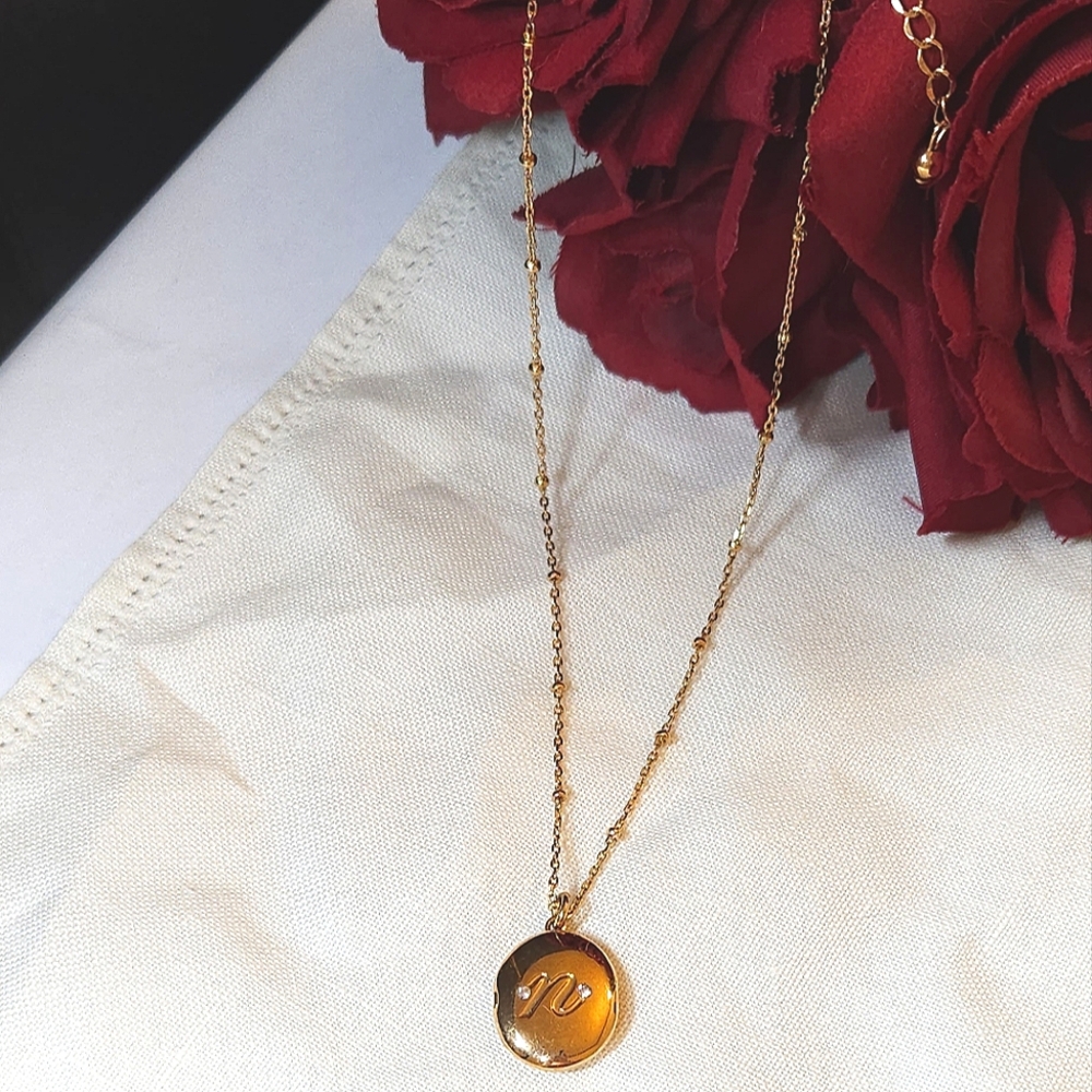 Kate Spade Golden Letter N Monogram Locket on Dainty Chain
